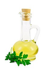 Image showing Vegetable oil in a carafe with parsley
