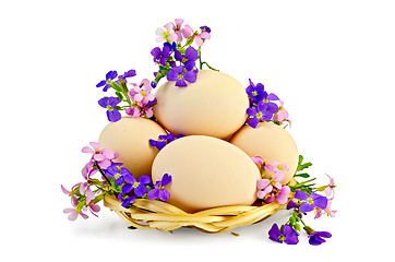 Image showing Eggs with flowers