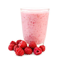 Image showing Milkshake with raspberries