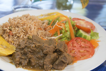 Image showing beef stew with rice salad Bequia St. Vincent and the Grenadines