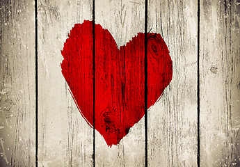Image showing Heart on old wooden wall