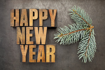 Image showing Happy New Year in wood type
