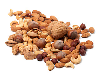 Image showing Assortment of raw and roasted nuts