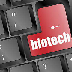 Image showing biotech message on enter key of keyboard