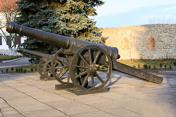 Image showing Ancient cannon on wheels. Dubno. Ukraine