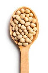 Image showing soy beans in wooden spoon