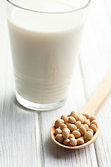 Image showing soy beans and soymilk