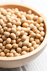 Image showing soy beans in wooden bowl