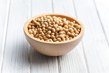 Image showing soy beans in wooden bowl