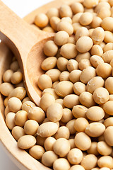 Image showing soy beans in wooden bowl