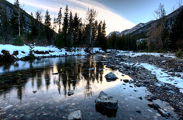 Image showing Waterton river in Winter