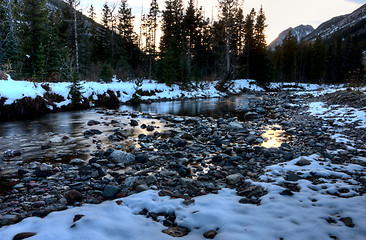 Image showing Waterton river in Winter