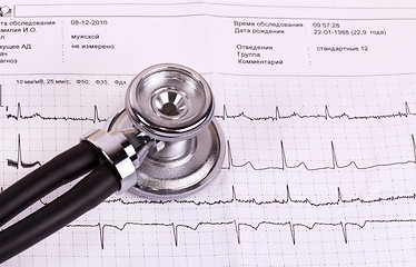 Image showing stethoscope and ecg