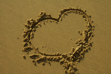 Image showing love heart on sand