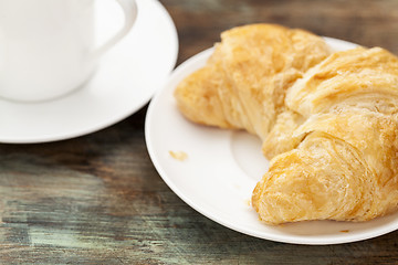 Image showing croissant roll and coffee