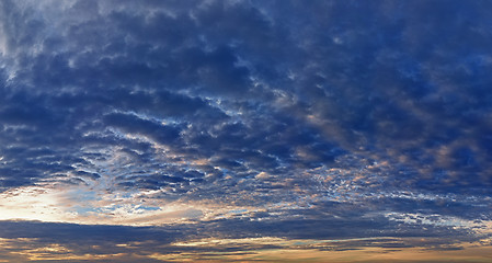 Image showing Panorama of the sky at sunset