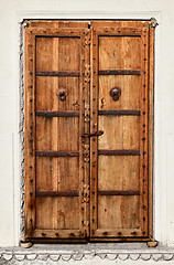 Image showing An old dilapidated wooden door