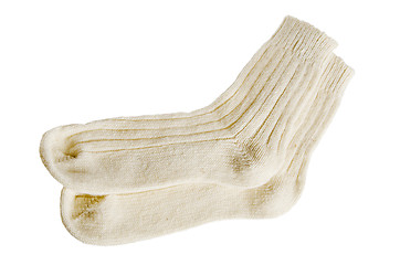 Image showing White woolen socks it is isolated on white