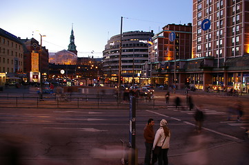 Image showing Jernbanetorget in Oslo by night.