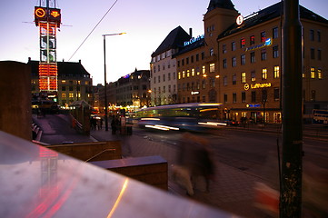 Image showing Jernbanetorget in Oslo by night