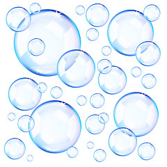 Image showing Transparent blue soap bubbles