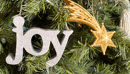 Image showing Christmas ornaments on tree