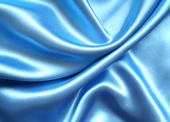 Image showing Smooth elegant blue silk as background