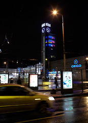 Image showing The Riga central railway station at night.