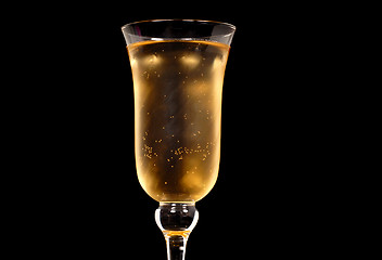 Image showing Low angle view of champagne in a crystal glass