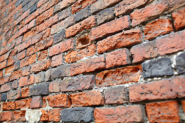 Image showing Red brick wall. Perspective view.