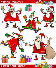 Image showing Santa and Christmas Themes Cartoon Set