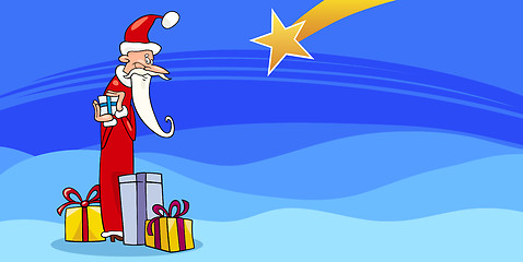 Image showing Santa Claus with presents cartoon card