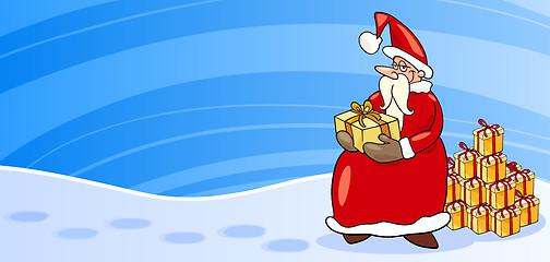 Image showing Santa Claus with presents cartoon card