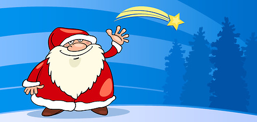 Image showing Santa Claus with star cartoon card