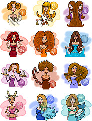 Image showing horoscope zodiac signs with women