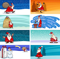 Image showing Cartoon Greeting Cards with Santa Claus