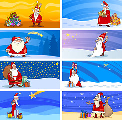 Image showing Cartoon Greeting Cards with Santa Claus