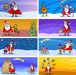 Image showing Cartoon Greeting Cards with Santa Claus