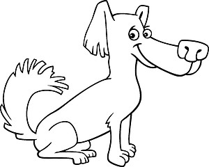 Image showing little shaggy dog cartoon for coloring book
