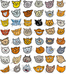 Image showing Cartoon funny cats heads big set