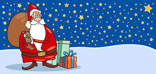 Image showing Santa Claus with presents cartoon card