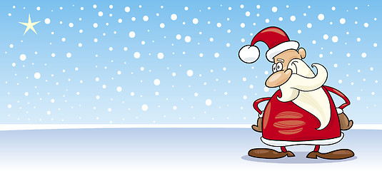 Image showing Santa Claus with star cartoon card