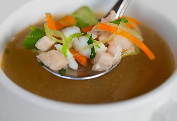 Image showing Rustic indonesian chicken soup