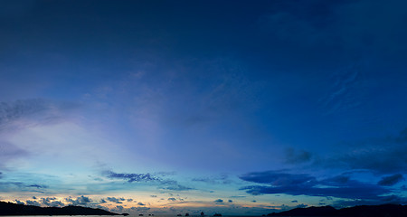 Image showing Sky above the tropical sea harbor - panorama