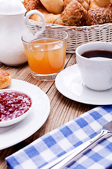 Image showing healthy french breakfast coffee croissant