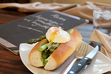 Image showing Asparagus And Poached Eggs