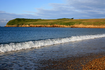 Image showing Beach in beams of the morning sun