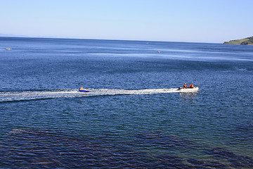 Image showing Pleasant entertainment - walk on a water inflatable armchair