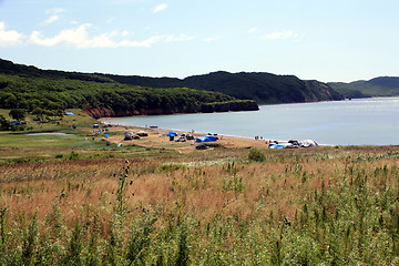 Image showing Beach with having a rest people on island 