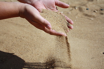 Image showing Sand flows down from palms